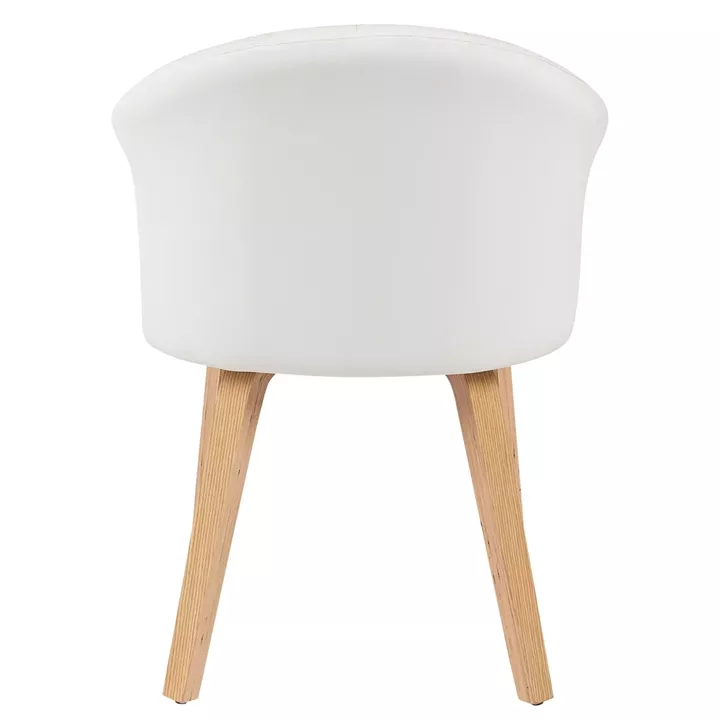 Καρέκλα Τραπεζαρίας ArteLibre CASSIAN Λευκό/Φυσικό Ξύλο/PU 55x58x78cm