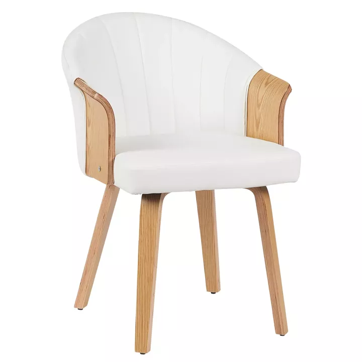 Καρέκλα Τραπεζαρίας ArteLibre CASSIAN Λευκό/Φυσικό Ξύλο/PU 55x58x78cm