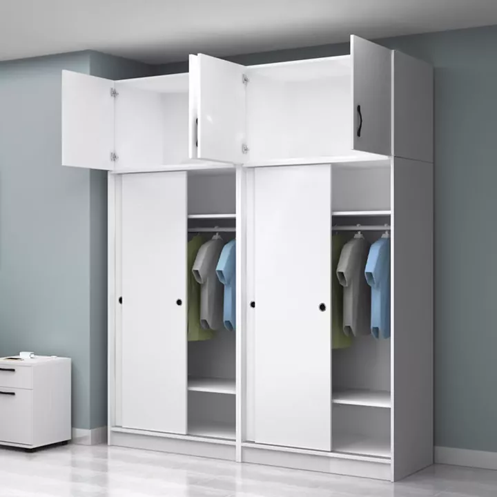 Ντουλάπα ρούχων Regio Megapap τετράφυλλη συρόμενη με πατάρι χρώμα λευκό 200x60x240εκ.