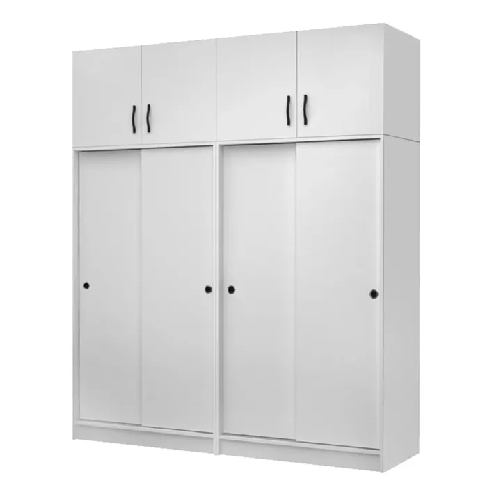 Ντουλάπα ρούχων Regio Megapap τετράφυλλη συρόμενη με πατάρι χρώμα λευκό 200x60x240εκ.