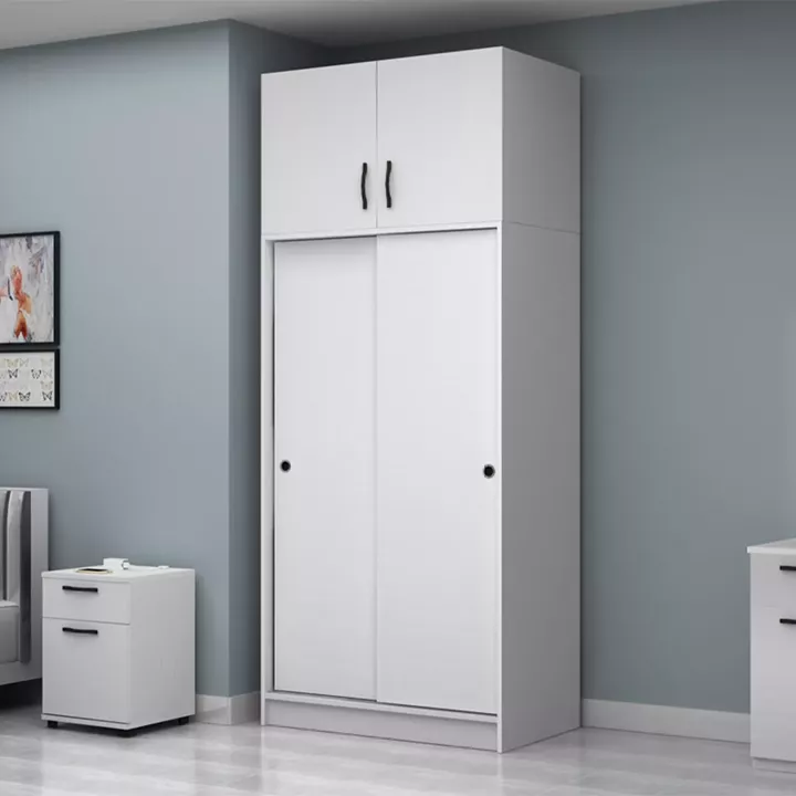 Ντουλάπα ρούχων Regio Megapap δίφυλλη συρόμενη με πατάρι χρώμα λευκό 100x60x240εκ.