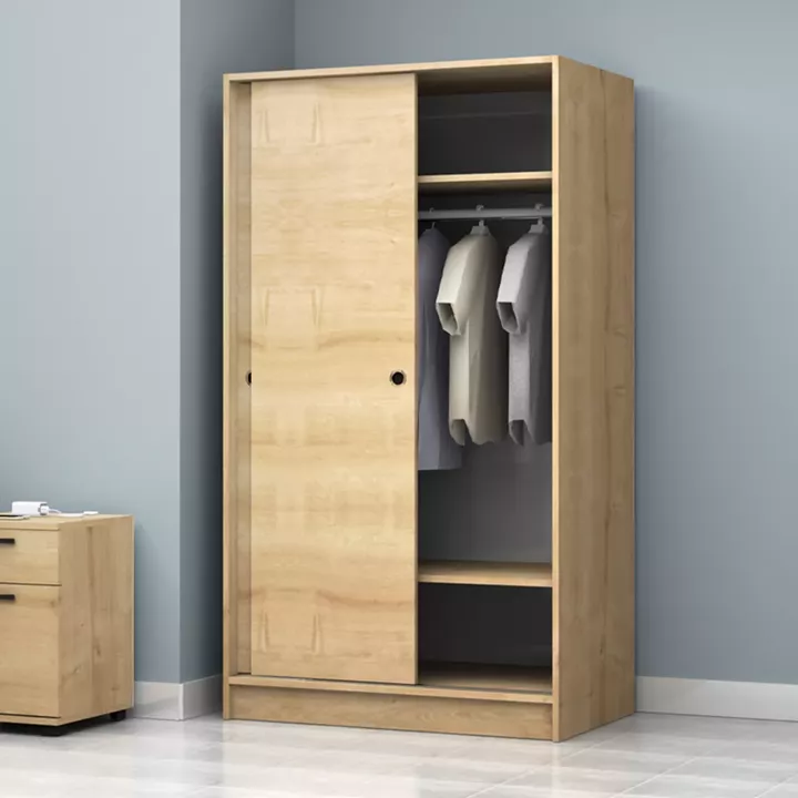 Ντουλάπα ρούχων Regio Megapap δίφυλλη συρόμενη χρώμα φυσικό οξιάς 100x60x181εκ.