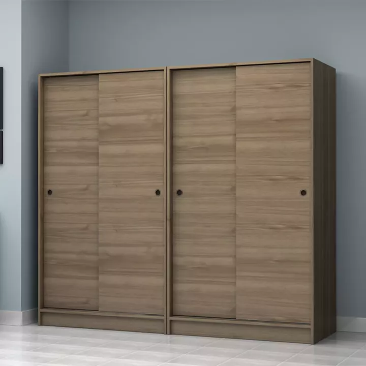 Ντουλάπα ρούχων Regio Megapap τετράφυλλη συρόμενη χρώμα καρυδί 200x60x181εκ.