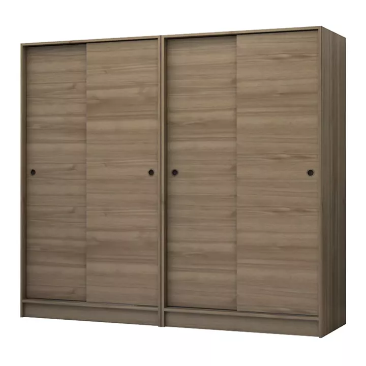 Ντουλάπα ρούχων Regio Megapap τετράφυλλη συρόμενη χρώμα καρυδί 200x60x181εκ.