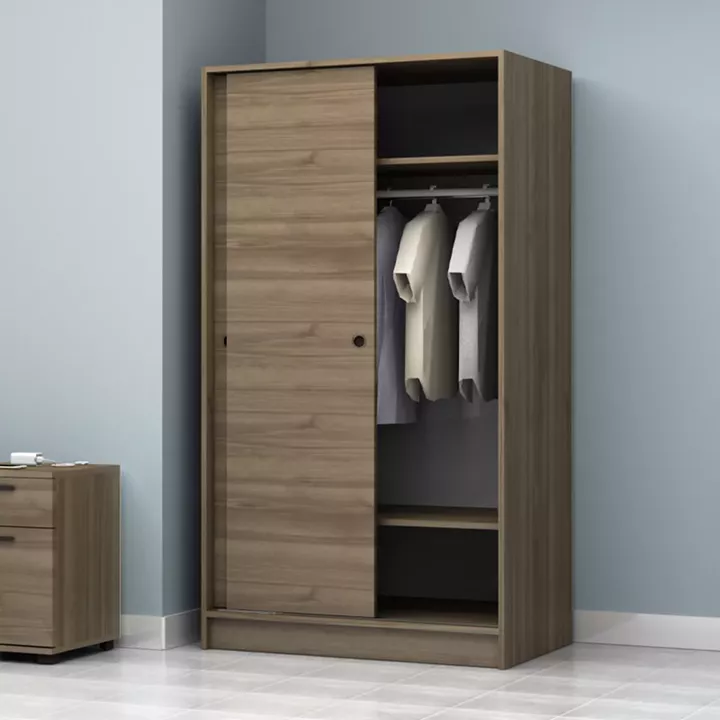 Ντουλάπα ρούχων Regio Megapap δίφυλλη συρόμενη χρώμα καρυδί 100x60x181εκ.