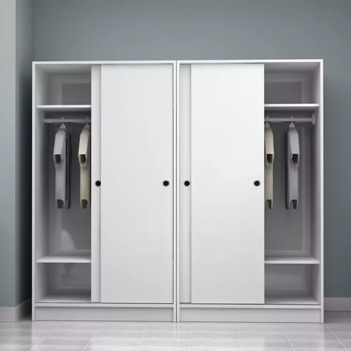 Ντουλάπα ρούχων Regio Megapap τετράφυλλη συρόμενη χρώμα λευκό 200x60x181εκ.