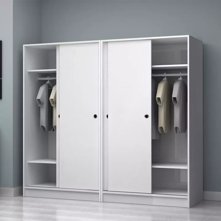 Ντουλάπα ρούχων Regio Megapap τετράφυλλη συρόμενη χρώμα λευκό 200x60x181εκ.