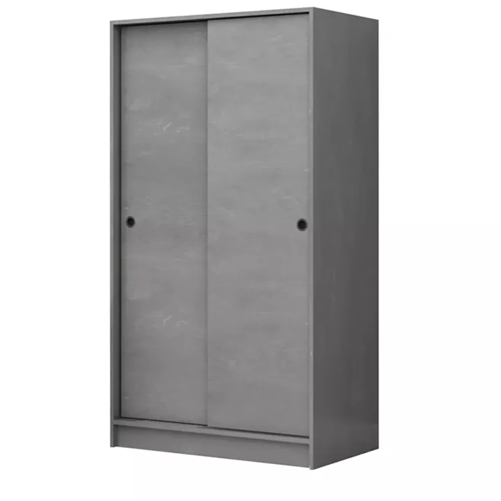 Ντουλάπα ρούχων Regio Megapap δίφυλλη συρόμενη χρώμα γκρι σκυροδέματος 100x60x181εκ.