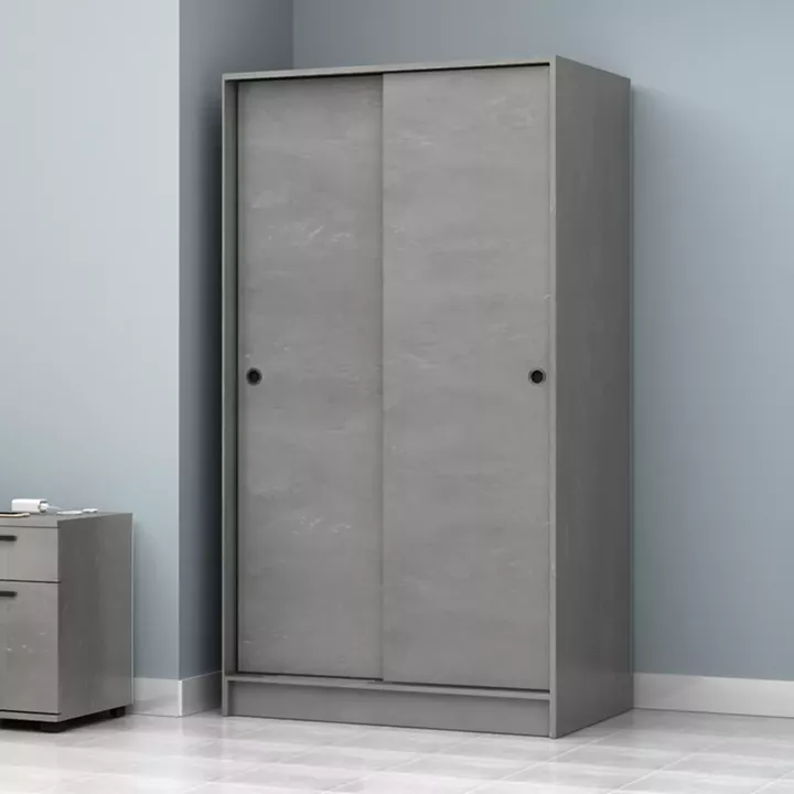 Ντουλάπα ρούχων Regio Megapap δίφυλλη συρόμενη χρώμα γκρι σκυροδέματος 100x60x181εκ.