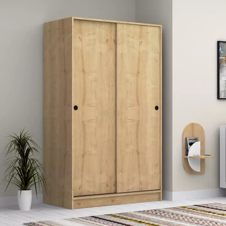 Ντουλάπα ρούχων Regio Megapap δίφυλλη συρόμενη χρώμα φυσικό οξιάς 120x60x200εκ.