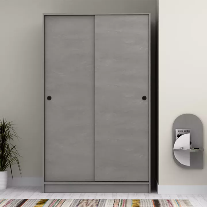 Ντουλάπα ρούχων Regio Megapap δίφυλλη συρόμενη χρώμα καρυδί 120x60x200εκ.