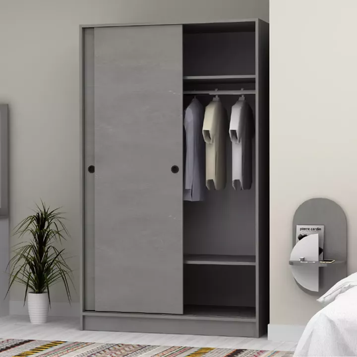 Ντουλάπα ρούχων Regio Megapap δίφυλλη συρόμενη χρώμα καρυδί 120x60x200εκ.