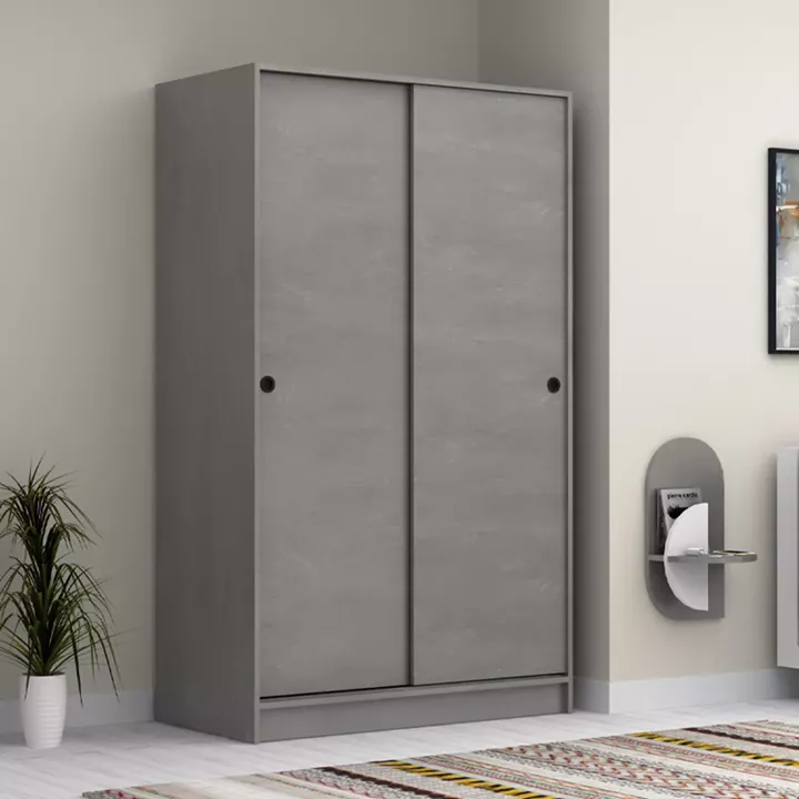 Ντουλάπα ρούχων Regio Megapap δίφυλλη συρόμενη χρώμα καρυδί 120x60x200εκ.