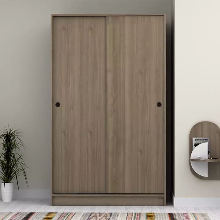 Ντουλάπα ρούχων Regio Megapap δίφυλλη συρόμενη χρώμα γκρι σκυροδέματος 120x60x200εκ.