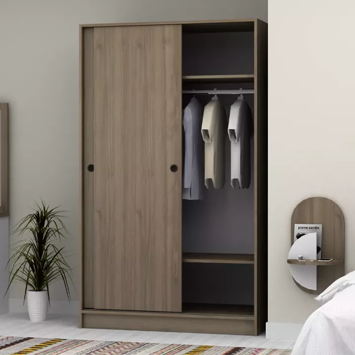 Ντουλάπα ρούχων Regio Megapap δίφυλλη συρόμενη χρώμα γκρι σκυροδέματος 120x60x200εκ.