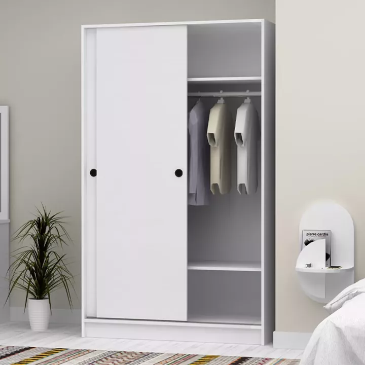 Ντουλάπα ρούχων Regio Megapap δίφυλλη συρόμενη χρώμα λευκό 120x60x200εκ.