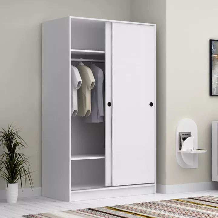 Ντουλάπα ρούχων Regio Megapap δίφυλλη συρόμενη χρώμα λευκό 120x60x200εκ.