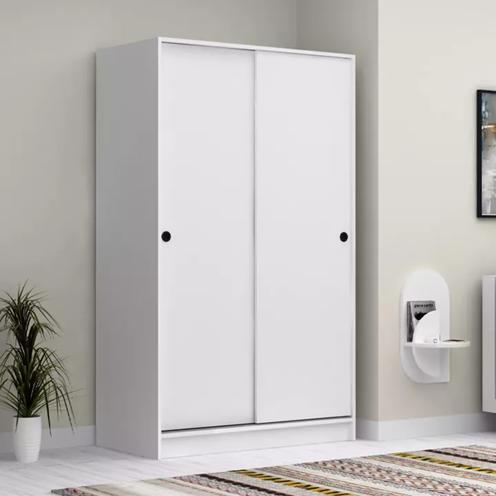 Ντουλάπα ρούχων Regio Megapap δίφυλλη συρόμενη χρώμα λευκό 120x60x200εκ.
