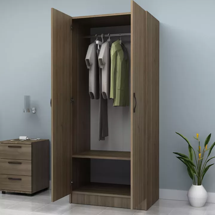 Ντουλάπα ρούχων Vivian Megapap δίφυλλη χρώμα καρυδί 80x51,8x181εκ.