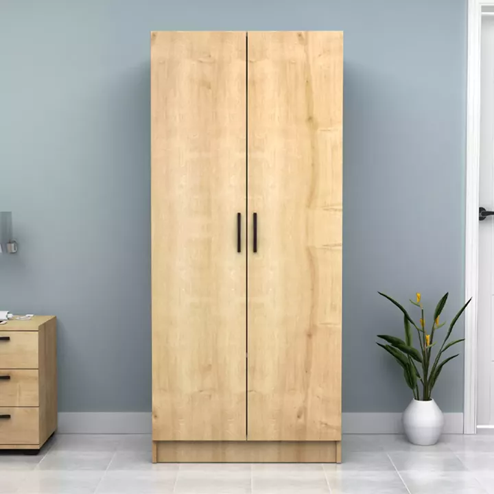Ντουλάπα ρούχων Vivian Megapap δίφυλλη χρώμα φυσικό οξιάς 80x51,8x181εκ.