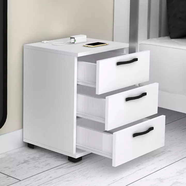 Κομοδίνο - συρταριέρα γραφείου Roco Megapap χρώμα λευκό 40x39x57εκ.