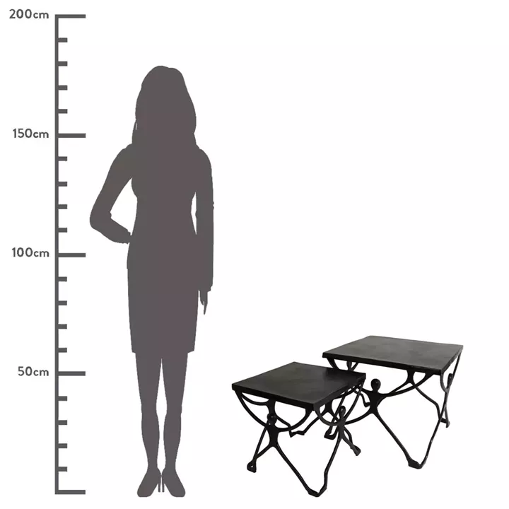 Τραπεζάκι ArteLibre Άνθρωποι Μαύρο Αλουμίνιο 58x58x49cm Σετ 2Τμχ