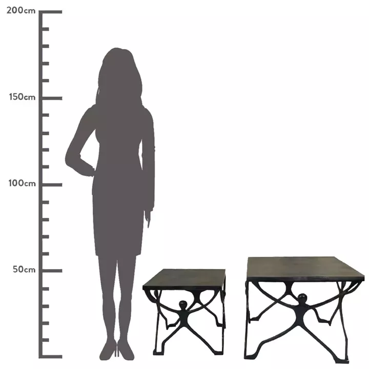 Τραπεζάκι ArteLibre Άνθρωποι Μαύρο Αλουμίνιο 58x58x49cm Σετ 2Τμχ