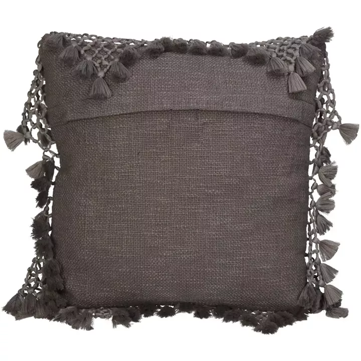 Μαξιλάρι ArteLibre Με Φούντες Γκρι Βαμβακερό 45x45cm