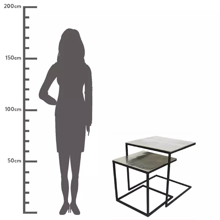 Τραπεζάκι ArteLibre Ασημί Αλουμίνιο 50x50x50cm Σετ 2Τμχ