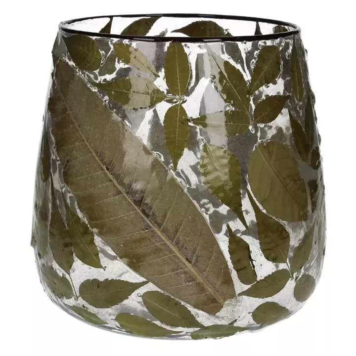 Κηροπήγιο ArteLibre Φύλλα Τσαγιού Διάφανο Γυαλί 20x20x20cm