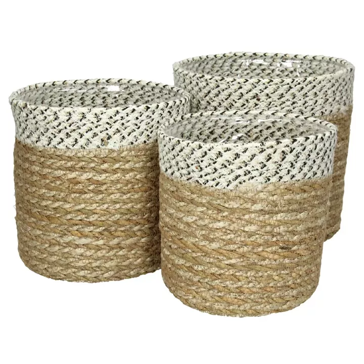 Καλάθι ArteLibre Φύλλο Hogla Φυσικό 20x20x20cm Σετ 3Τμχ