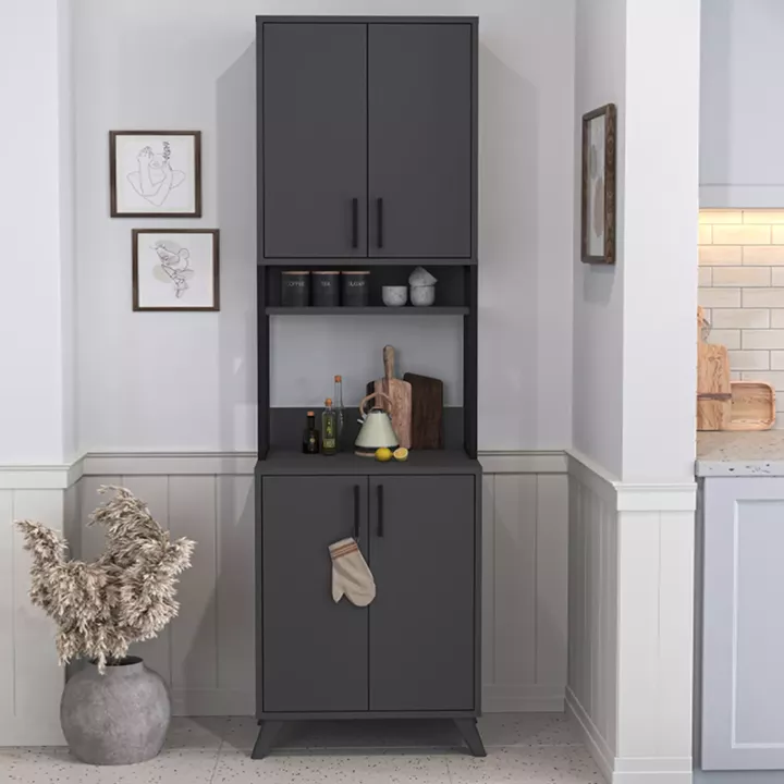 Έπιπλο κουζίνας Sedef Megapap χρώμα ανθρακί 61x40x202,1εκ.