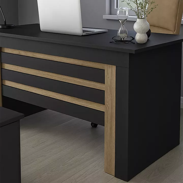 Γραφείο εργασίας Epito Megapap χρώμα ανθρακί - sepet oak 140x59,6x76,8εκ.