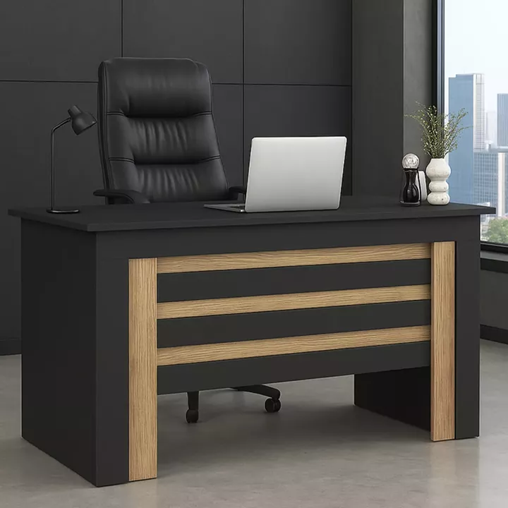 Γραφείο εργασίας Epito Megapap χρώμα ανθρακί - sepet oak 140x59,6x76,8εκ.
