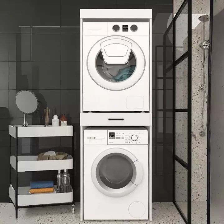 Έπιπλο πλυντηρίου - στεγνωτηρίου Fika Megapap χρώμα λευκό 67x61,8x198,5εκ.