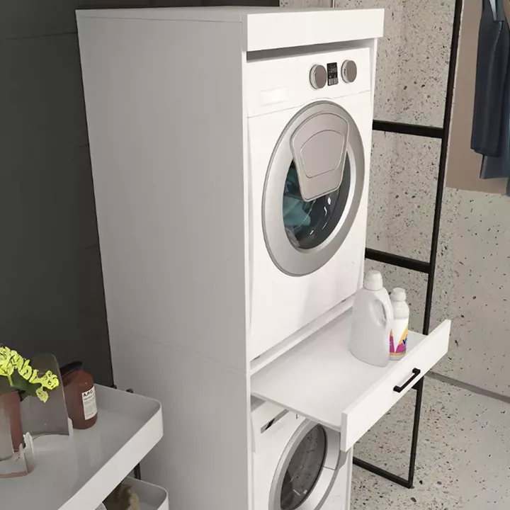 Έπιπλο πλυντηρίου - στεγνωτηρίου Fika Megapap χρώμα λευκό 67x61,8x198,5εκ.