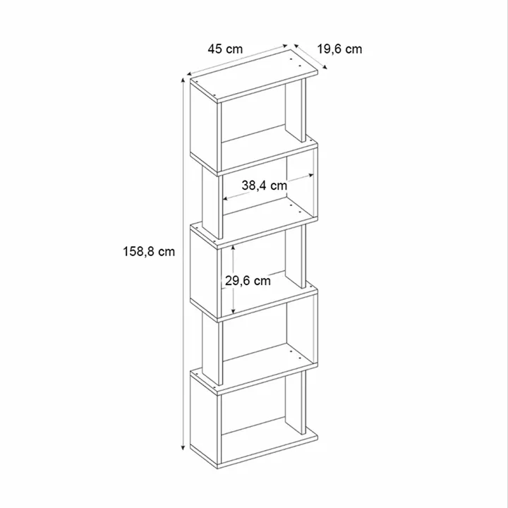 Βιβλιοθήκη Alvina Megapap χρώμα λευκό 45x19,6x158,8εκ.