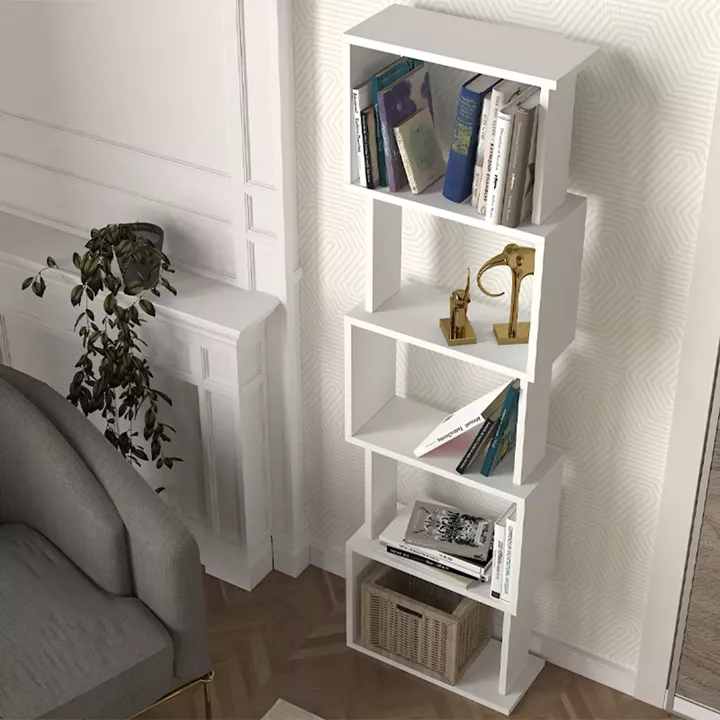 Βιβλιοθήκη Alvina Megapap χρώμα λευκό 45x19,6x158,8εκ.