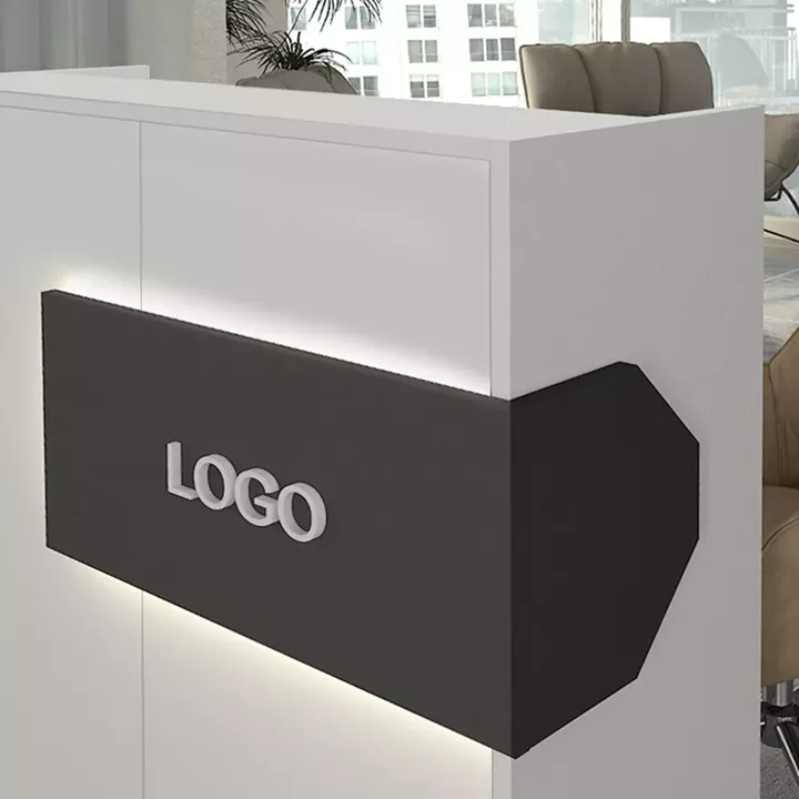 Γραφείο υποδοχής - reception Aloha Megapap με LED χρώμα λευκό - ανθρακί 95,5x40x110,3εκ.