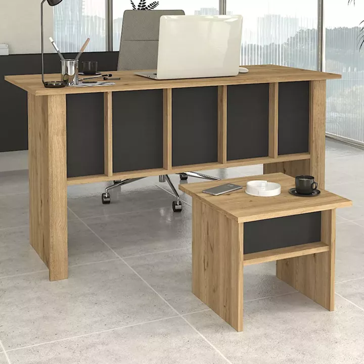 Τραπεζάκι σαλονιού - γραφείου Nika Megapap χρώμα sepet oak - ανθρακί 45x45x40εκ.