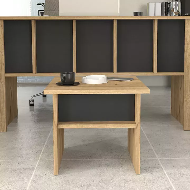 Τραπεζάκι σαλονιού - γραφείου Nika Megapap χρώμα sepet oak - ανθρακί 45x45x40εκ.