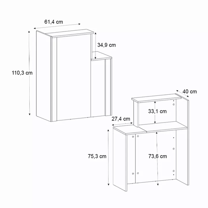 Γραφείο υποδοχής - reception Enter Megapap χρώμα sepet oak - ανθρακί 86,9x40x110,3εκ.