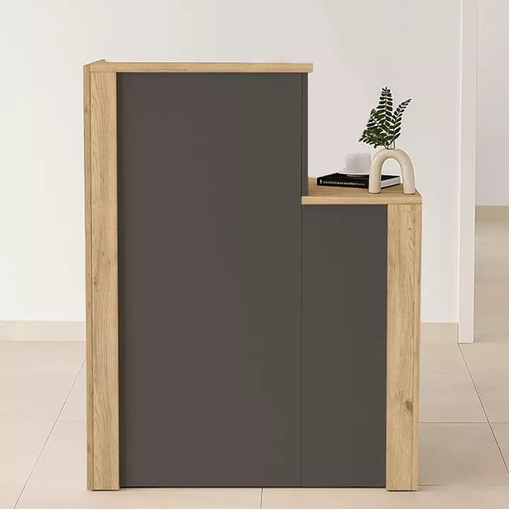 Γραφείο υποδοχής - reception Enter Megapap χρώμα sepet oak - ανθρακί 86,9x40x110,3εκ.
