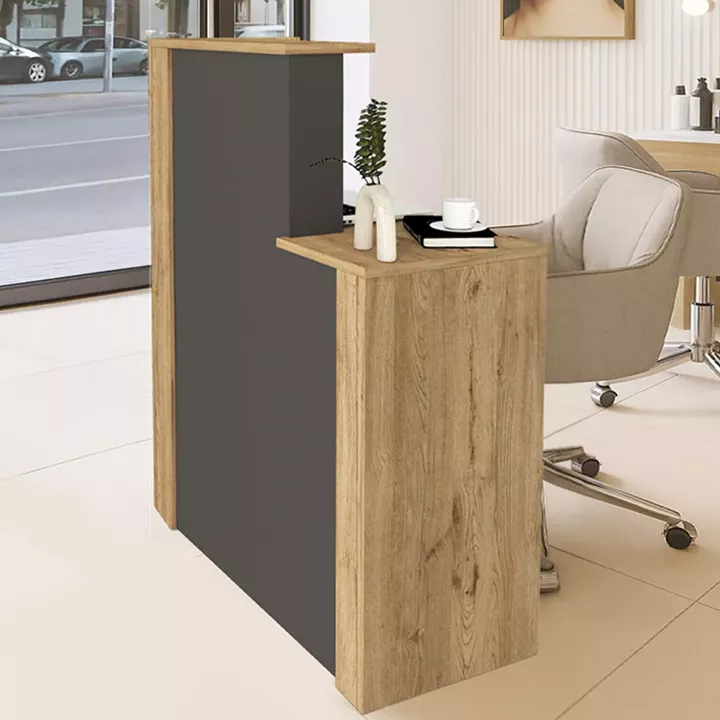 Γραφείο υποδοχής - reception Enter Megapap χρώμα sepet oak - ανθρακί 86,9x40x110,3εκ.
