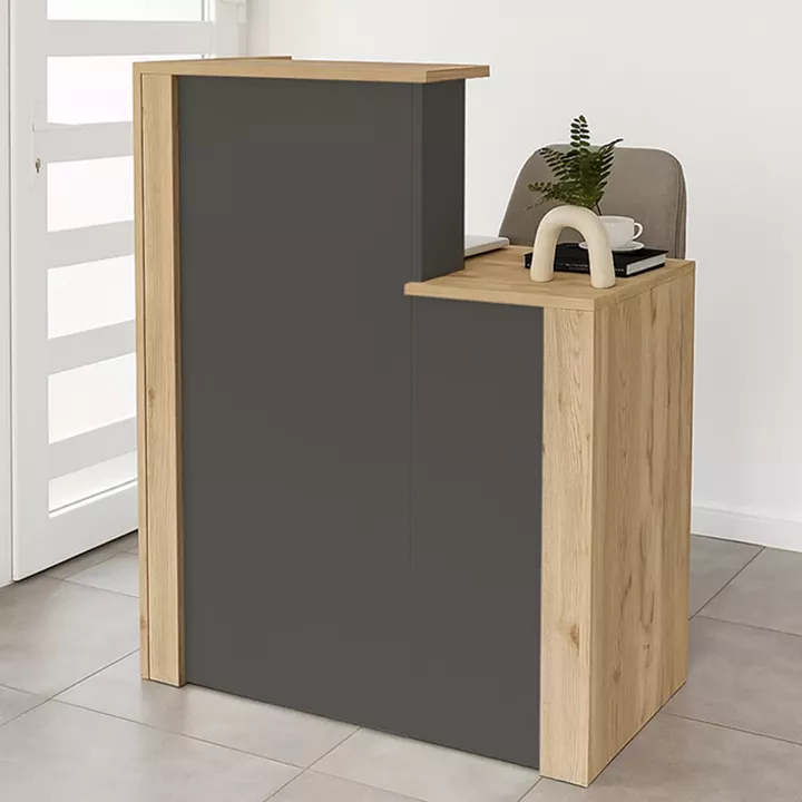 Γραφείο υποδοχής - reception Enter Megapap χρώμα sepet oak - ανθρακί 86,9x40x110,3εκ.