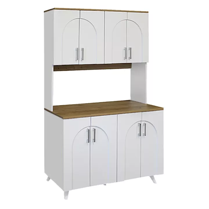 Έπιπλο κουζίνας Kalira 4 Megapap χρώμα λευκό - rota oak 120x40x196εκ.