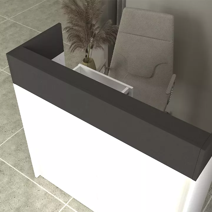 Γραφείο υποδοχής - reception Wilko Megapap με LED χρώμα λευκό - ανθρακί 113,6x42x110εκ.