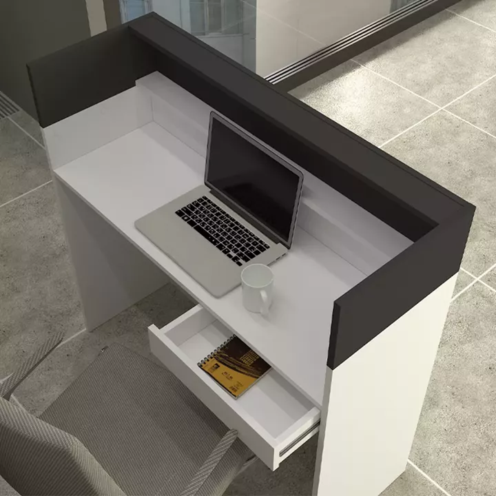 Γραφείο υποδοχής - reception Wilko Megapap με LED χρώμα λευκό - ανθρακί 113,6x42x110εκ.