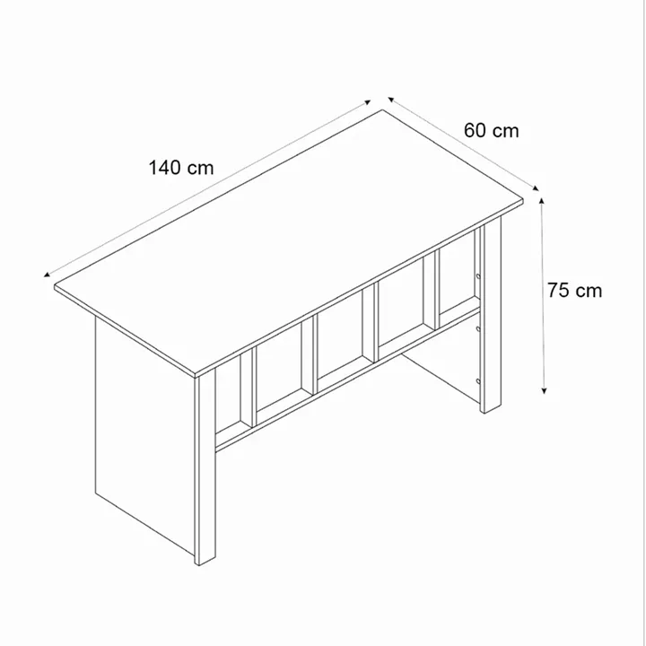 Γραφείο εργασίας Nika Megapap χρώμα sepet oak - ανθρακί 140x60x75εκ.
