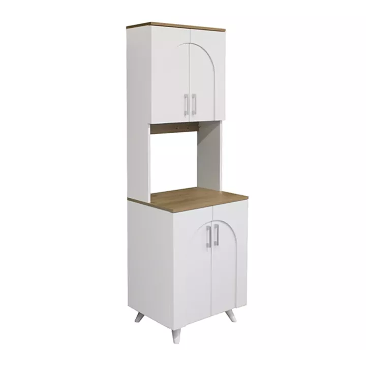 Έπιπλο κουζίνας Kalira 2 Megapap χρώμα λευκό - rota oak 60x40x196εκ.